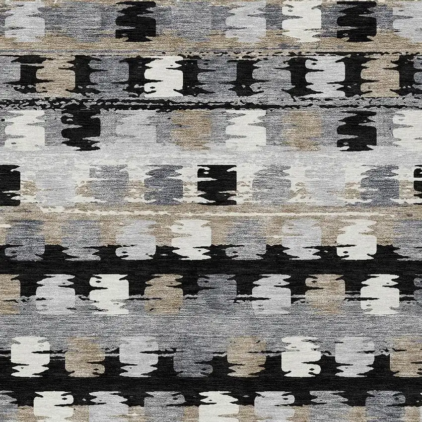 Black And Purple Abstract Washable Indoor Outdoor Area Rug Photo 5