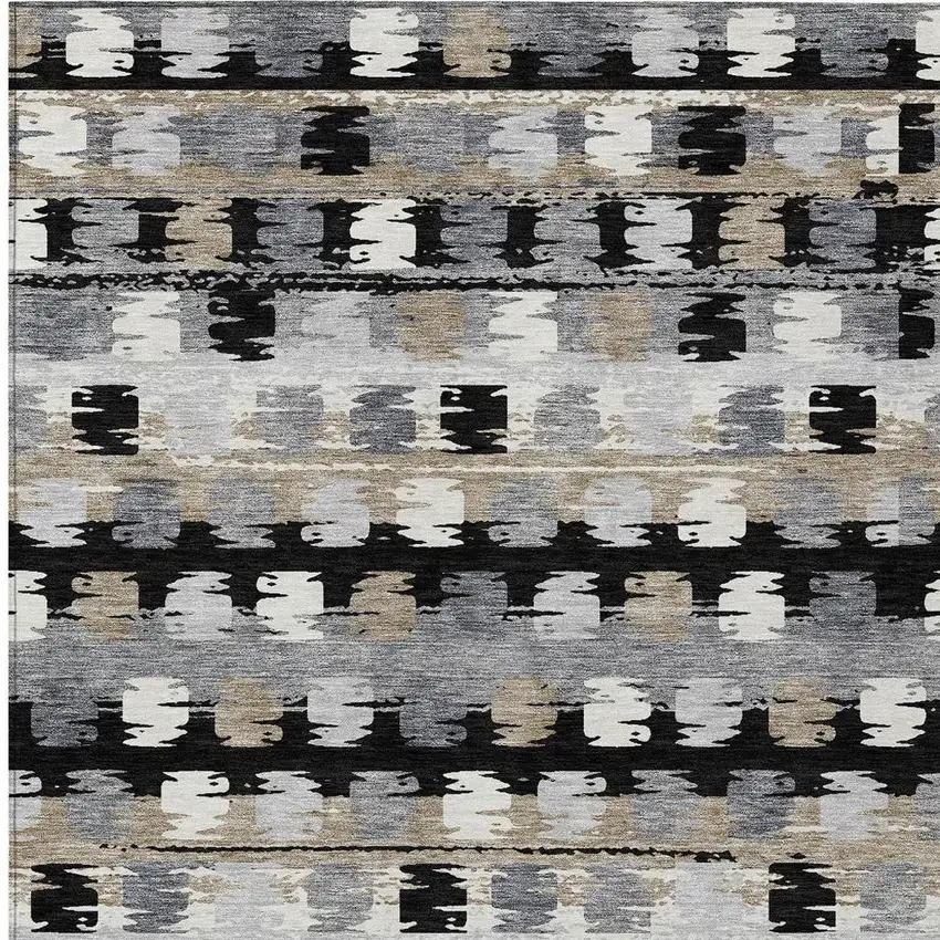 Black And Purple Abstract Washable Indoor Outdoor Area Rug Photo 3