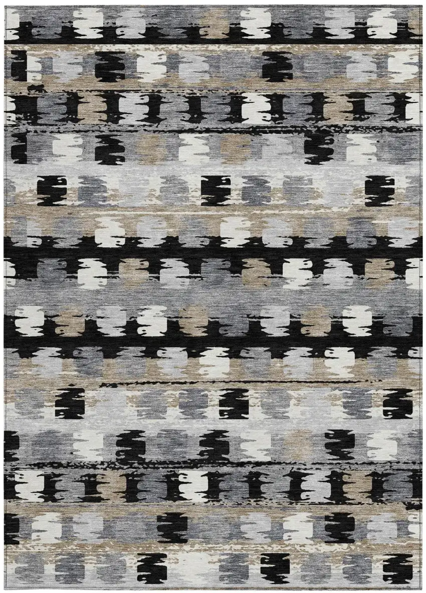 Black And Purple Abstract Washable Indoor Outdoor Area Rug Photo 4