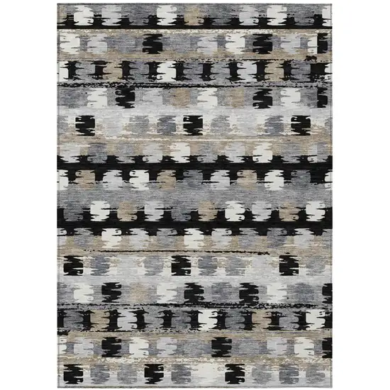 Black And Purple Abstract Washable Indoor Outdoor Area Rug Photo 2