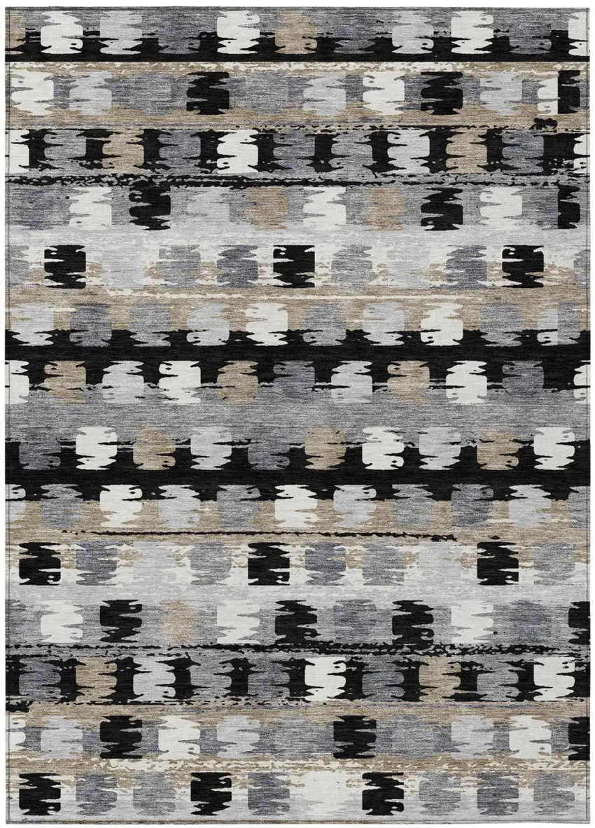 Black And Purple Abstract Washable Indoor Outdoor Area Rug Photo 2
