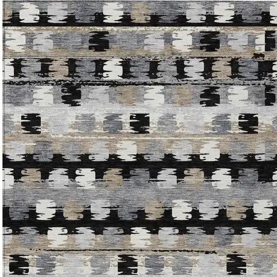 Black And Purple Abstract Washable Indoor Outdoor Area Rug Photo 6
