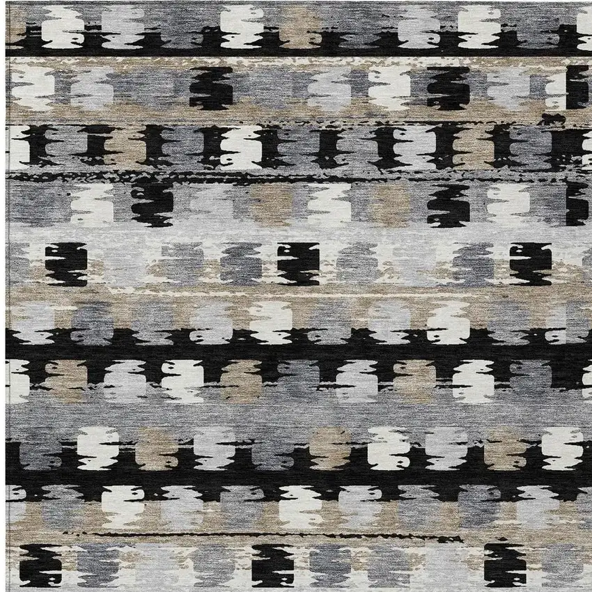 Black And Purple Abstract Washable Indoor Outdoor Area Rug Photo 6