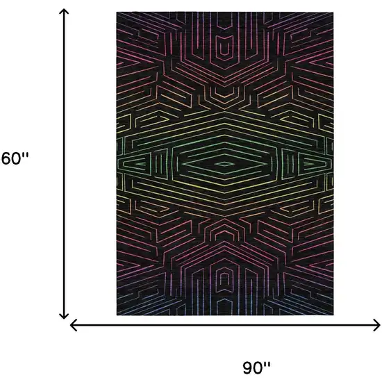 Black And Purple Geometric Washable Indoor Outdoor Area Rug Photo 5