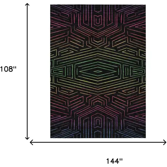 Black And Purple Geometric Washable Indoor Outdoor Area Rug Photo 5