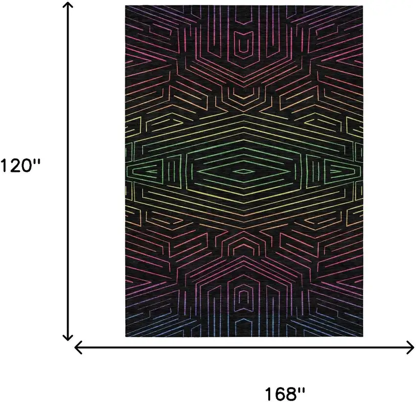 Black And Purple Geometric Washable Indoor Outdoor Area Rug Photo 5