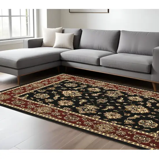 Black And Red Floral Area Rug Photo 1