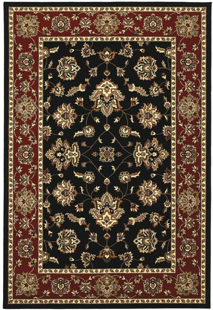 Black And Red Floral Area Rug Photo 3