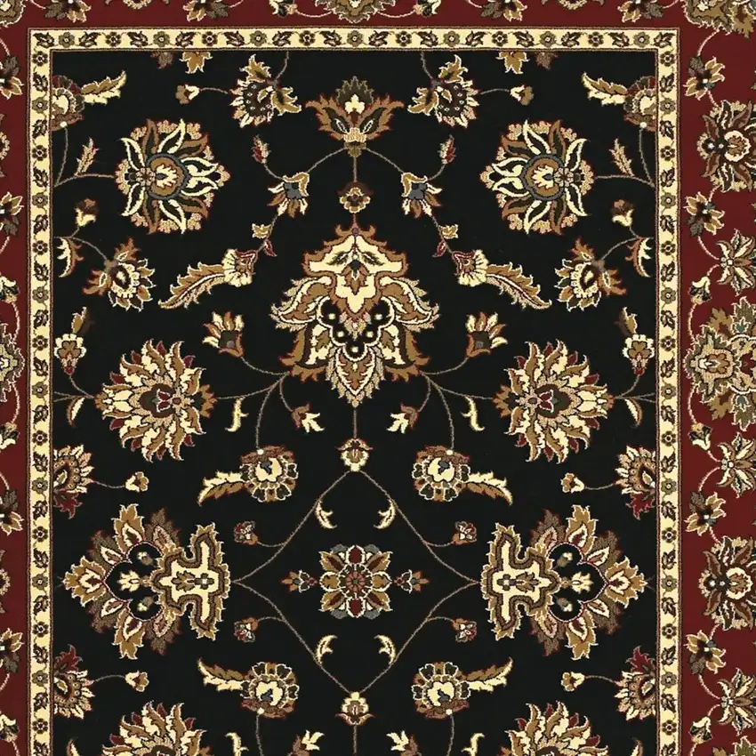 Black And Red Floral Area Rug Photo 4