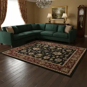 Photo of Black And Red Floral Area Rug