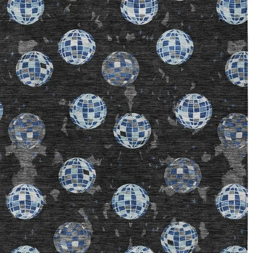 Black And Red Geometric Washable Indoor Outdoor Area Rug Photo 5
