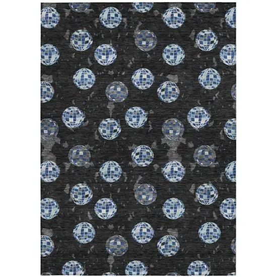 Black And Red Geometric Washable Indoor Outdoor Area Rug Photo 3