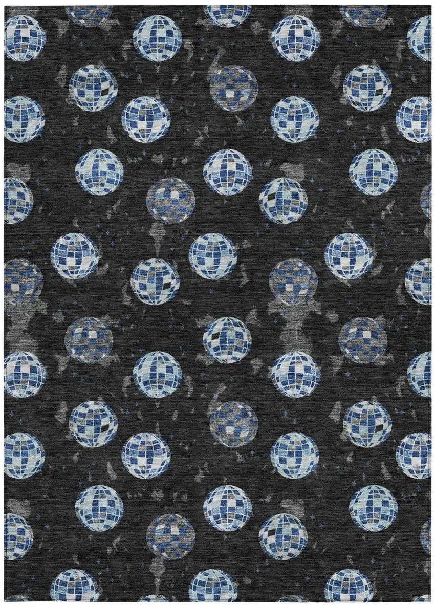 Black And Red Geometric Washable Indoor Outdoor Area Rug Photo 3