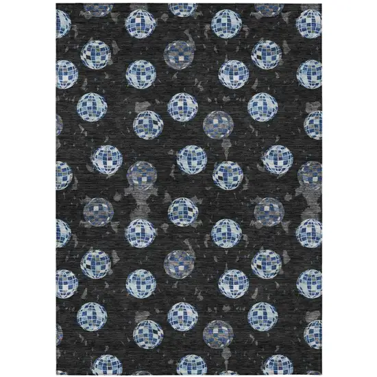 Black And Red Geometric Washable Indoor Outdoor Area Rug Photo 2