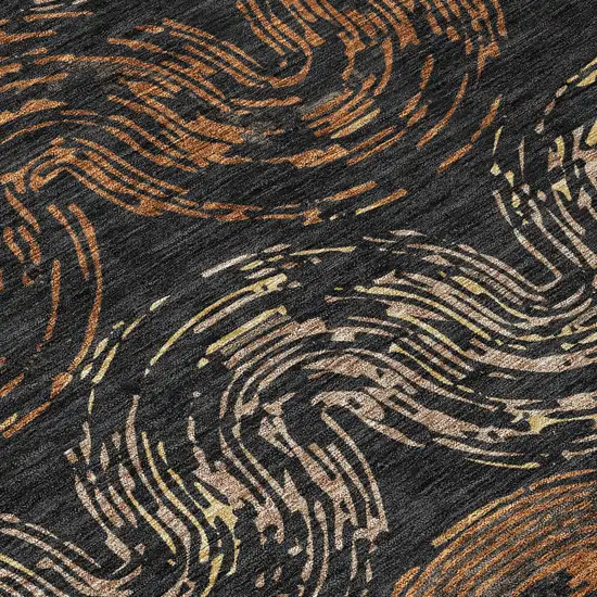 Black And Rust Abstract Washable Indoor Outdoor Area Rug Photo 9
