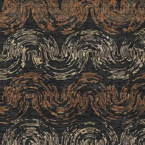 Black And Rust Abstract Washable Indoor Outdoor Area Rug Photo 2