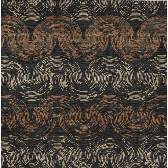 Black And Rust Abstract Washable Indoor Outdoor Area Rug Photo 3