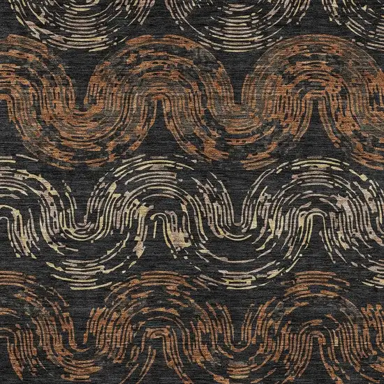 Black And Rust Abstract Washable Indoor Outdoor Area Rug Photo 2