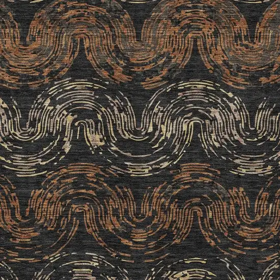 Black And Rust Abstract Washable Indoor Outdoor Area Rug Photo 2