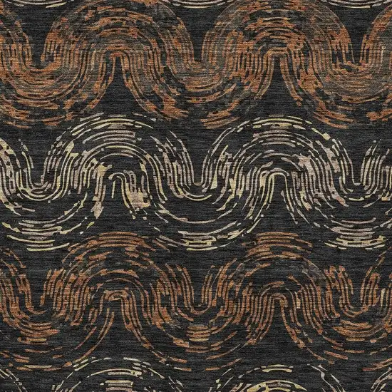 Black And Rust Abstract Washable Indoor Outdoor Area Rug Photo 2