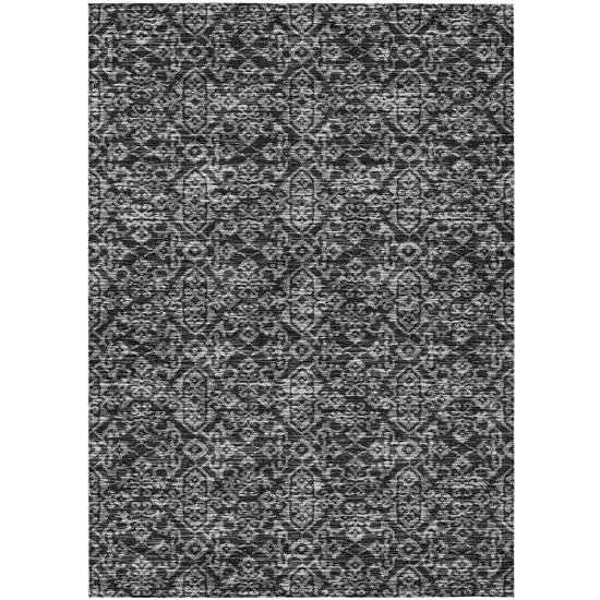Black And Saffron Oriental Washable Indoor Outdoor Area Rug Photo 2