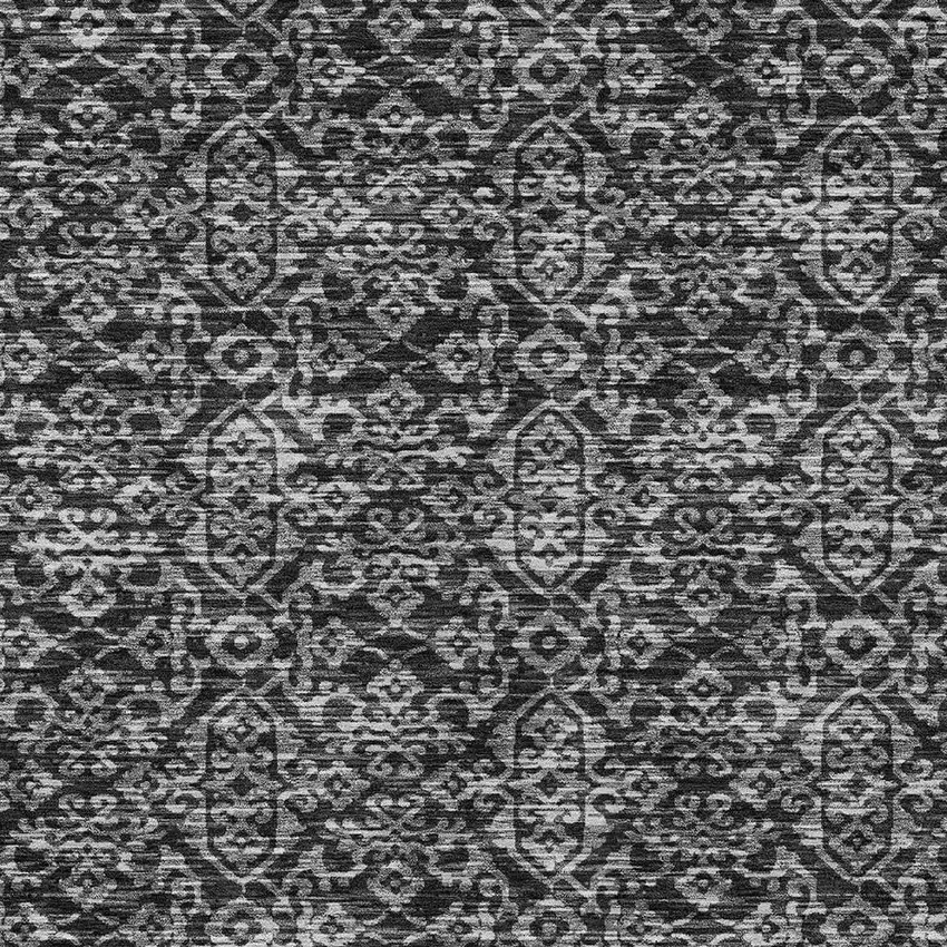Black And Saffron Oriental Washable Indoor Outdoor Area Rug Photo 3