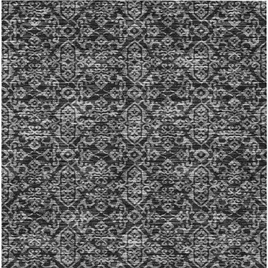 Black And Saffron Oriental Washable Indoor Outdoor Area Rug Photo 4