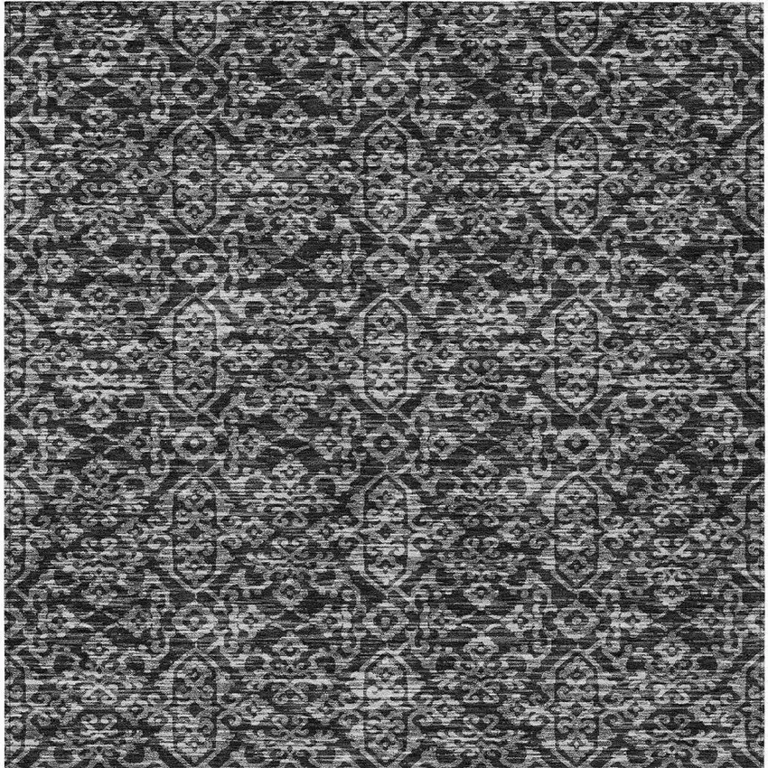Black And Saffron Oriental Washable Indoor Outdoor Area Rug Photo 4