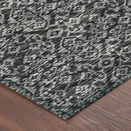 Black And Saffron Oriental Washable Indoor Outdoor Area Rug Photo 5