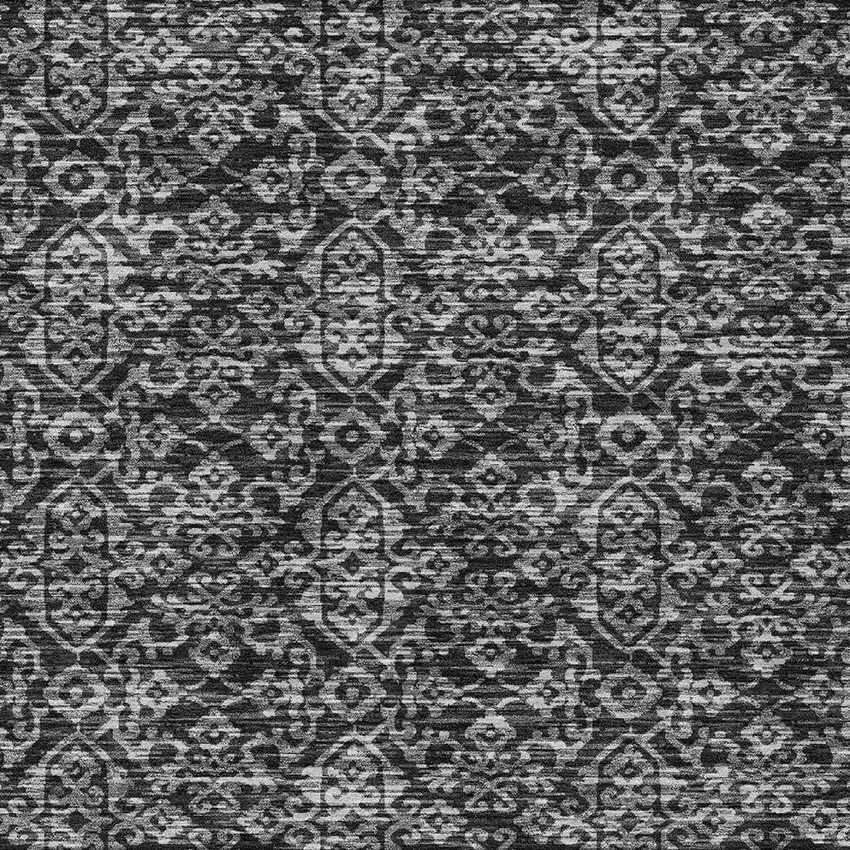 Black And Saffron Oriental Washable Indoor Outdoor Area Rug Photo 3
