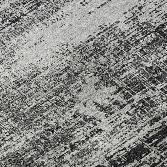 Black And Silver Abstract Washable Area Rug With UV Protection Photo 9