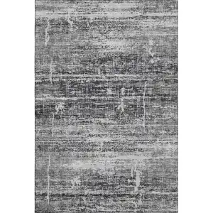 Photo of Black And Silver Abstract Washable Area Rug With UV Protection