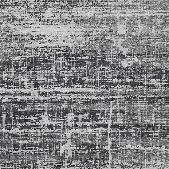 Black And Silver Abstract Washable Area Rug With UV Protection Photo 3