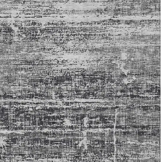 Black And Silver Abstract Washable Area Rug With UV Protection Photo 4