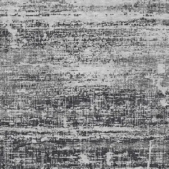 Black And Silver Abstract Washable Area Rug With UV Protection Photo 3