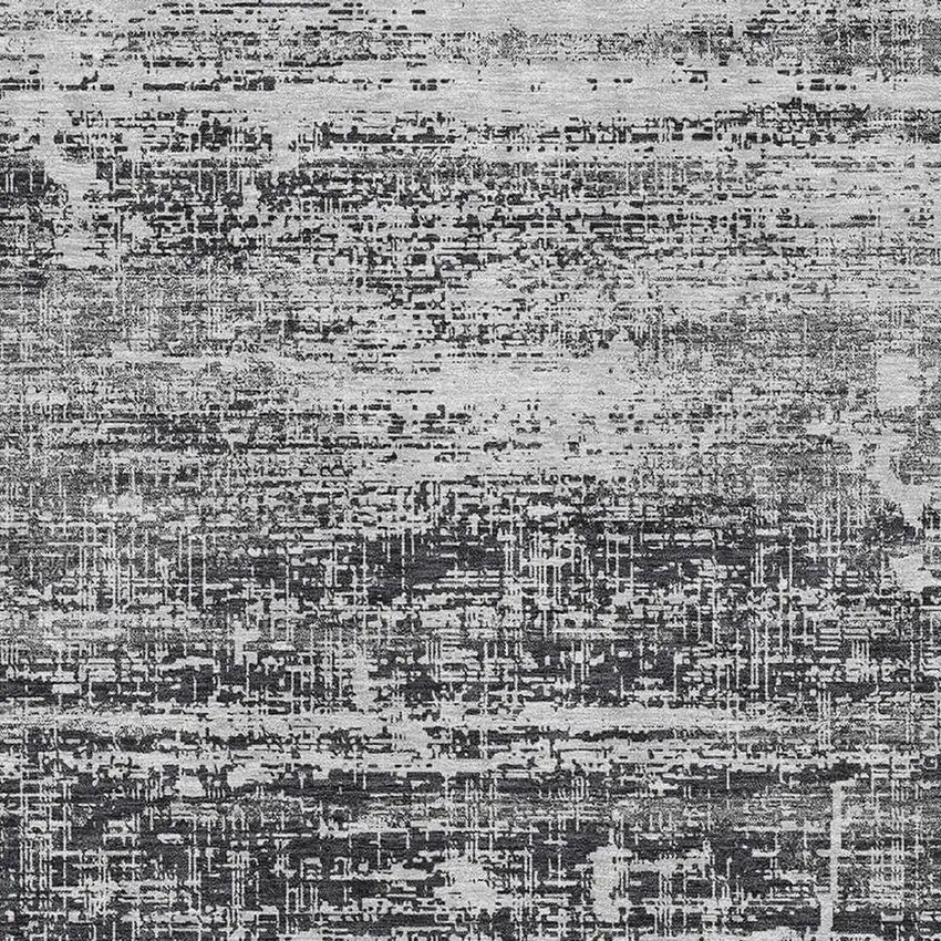 Black And Silver Abstract Washable Area Rug With UV Protection Photo 3