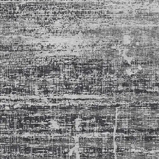 Black And Silver Abstract Washable Area Rug With UV Protection Photo 3