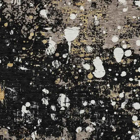 Black And Silver Abstract Washable Indoor Outdoor Area Rug Photo 3
