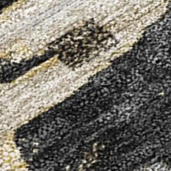 Black And Silver Abstract Washable Indoor Outdoor Area Rug Photo 2