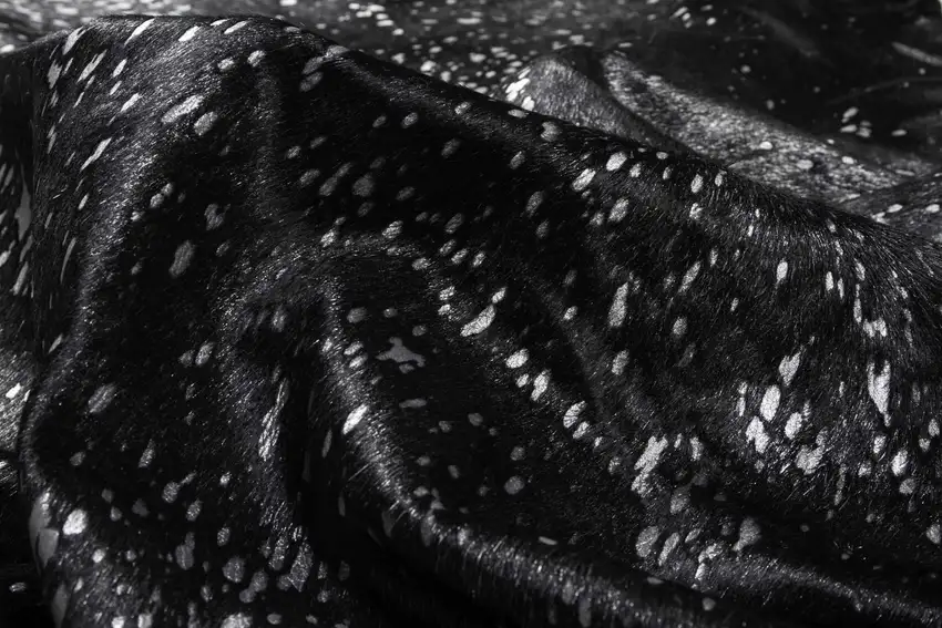 Black And Silver Genuine Cowhide Area Rug Photo 2