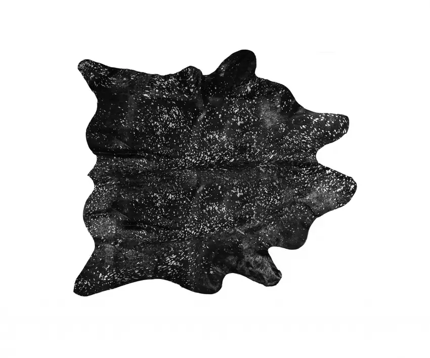 Black And Silver Genuine Cowhide Area Rug Photo 1