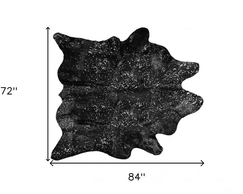 Black And Silver Cowhide Animal Print Area Rug Photo 3