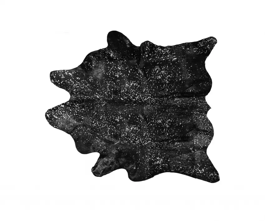 Black And Silver Genuine Cowhide Area Rug Photo 3