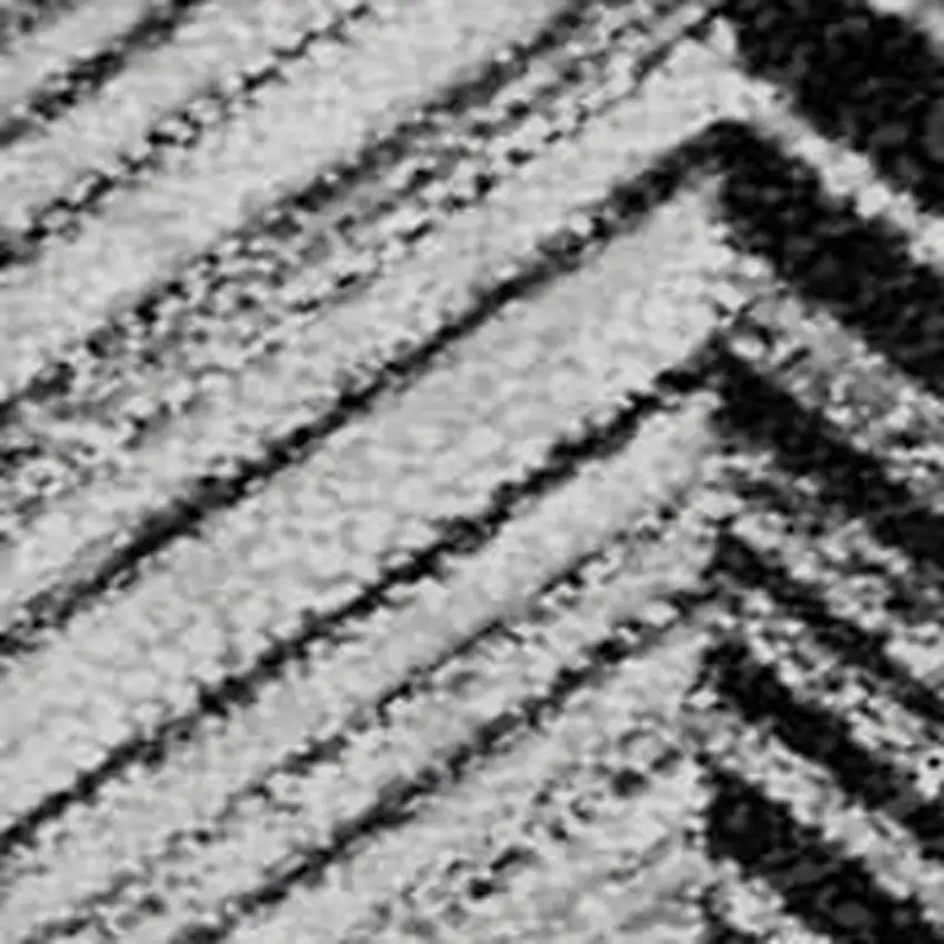 Black And Silver Geometric Washable Area Rug With UV Protection Photo 3