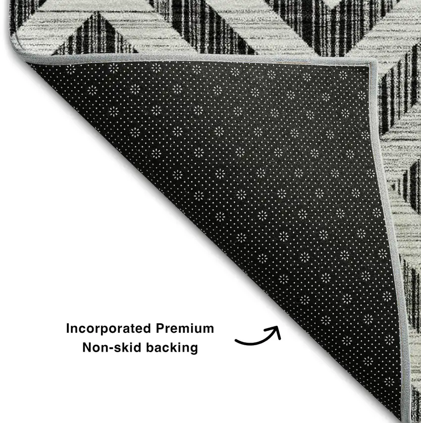 Black And Silver Geometric Washable Area Rug With UV Protection Photo 8