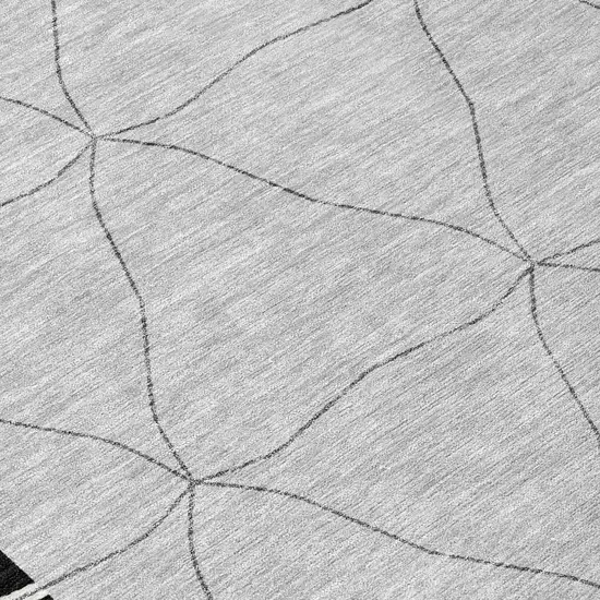 Black And Silver Geometric Washable Indoor Outdoor Area Rug Photo 4
