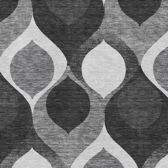 Black And Silver Ogee Washable Area Rug With UV Protection Photo 3