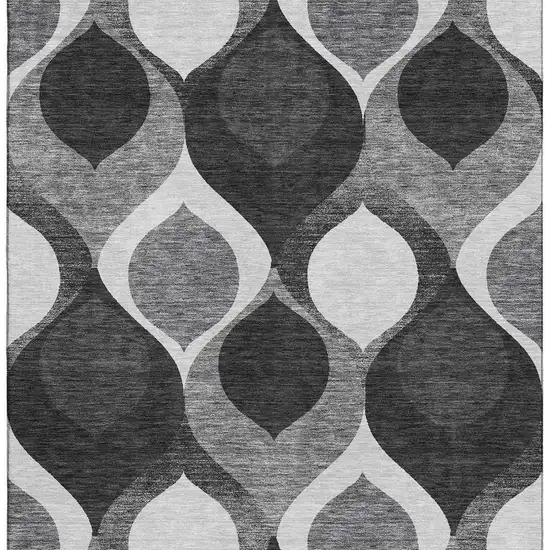 Black And Silver Ogee Washable Area Rug With UV Protection Photo 4