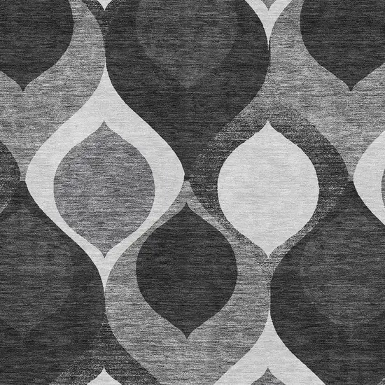 Black And Silver Ogee Washable Area Rug With UV Protection Photo 3