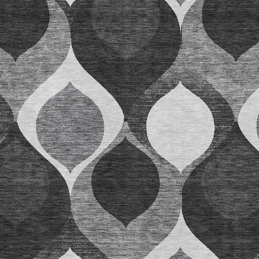 Black And Silver Ogee Washable Area Rug With UV Protection Photo 3